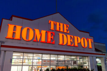 Toronto, ON, Canada - August 23, 2023: View at the sign of The Home Depot store in Toronto
